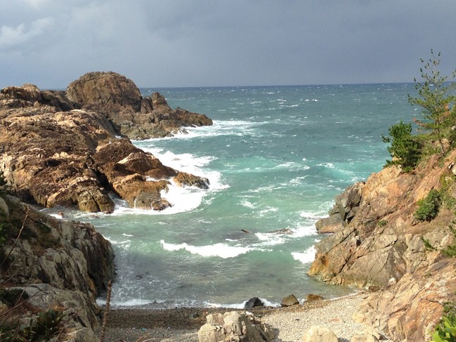唐音の蛇岩が見られる海岸と海