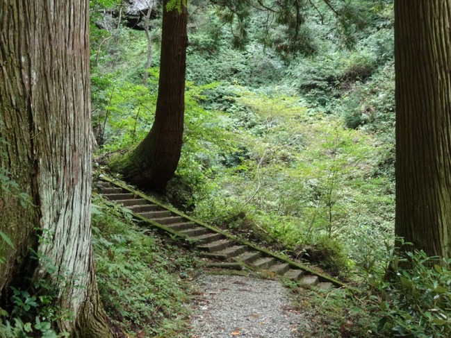 階段を上がり雌滝から壇鏡神社、雄滝へ向かう